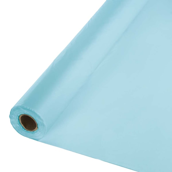 Touch Of Color 100' x 40" Pastel Blue Plastic Banquet Roll 013029 - main